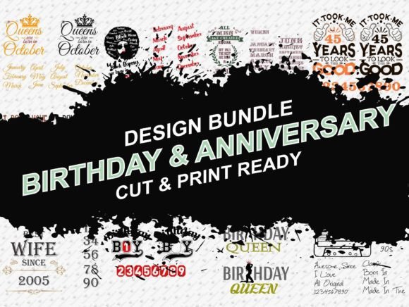 Birthday Anniversary 27 Graphics Bundle