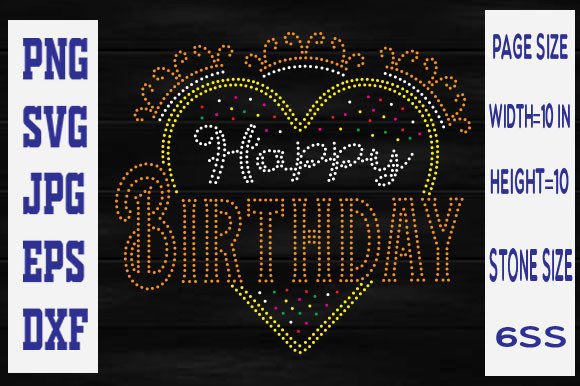Happy Birthday Rhinestone Graphics for T-Shirt Designs